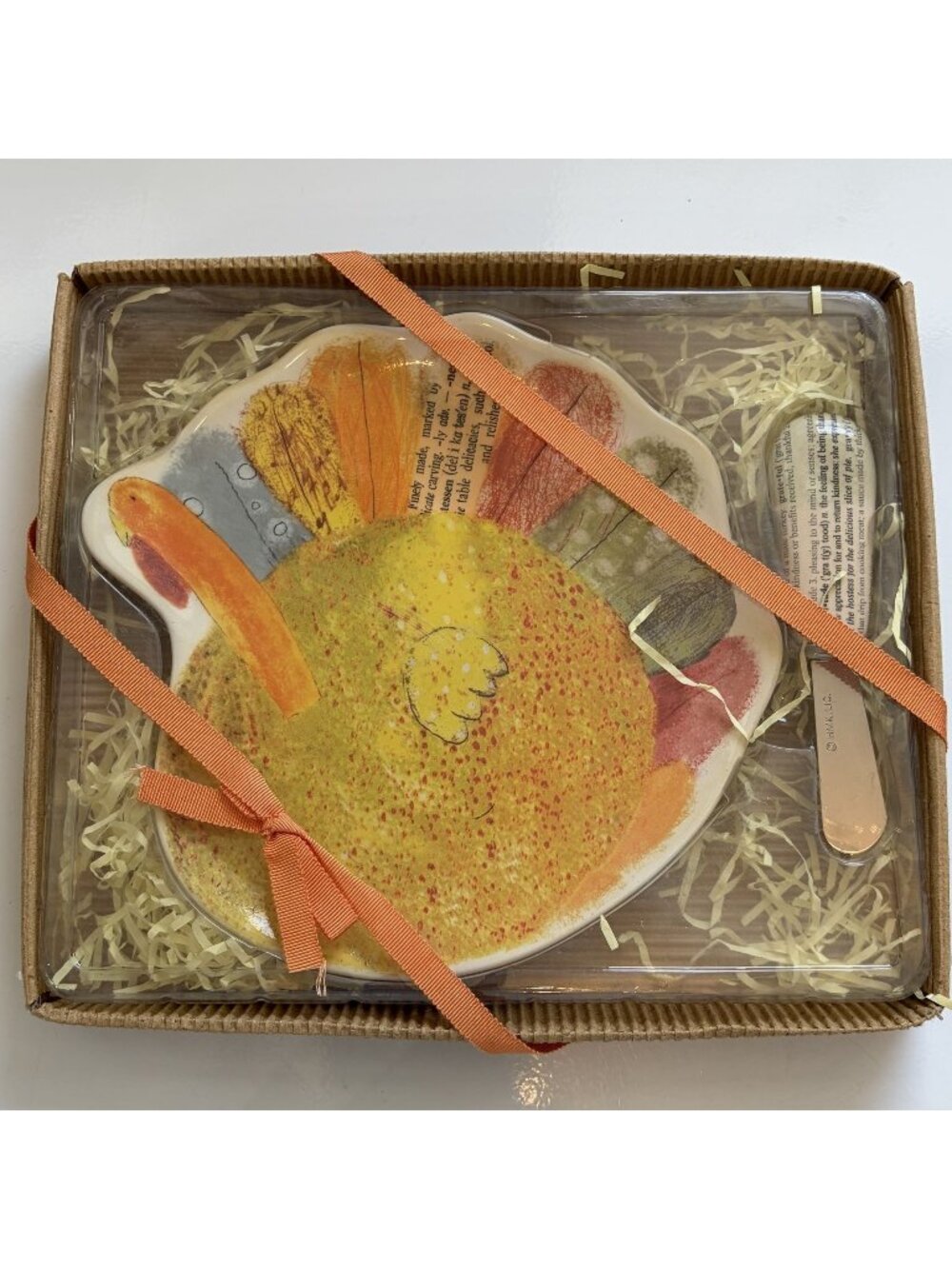 Hallmark Thanksgiving Turkey Serving Dish Spreader Set Ceramic NEW Fall Colors